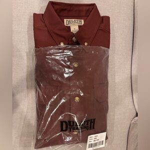 New Duluth Trading Cotton Canvas Velcro Pocket Maroon Roasted Root M